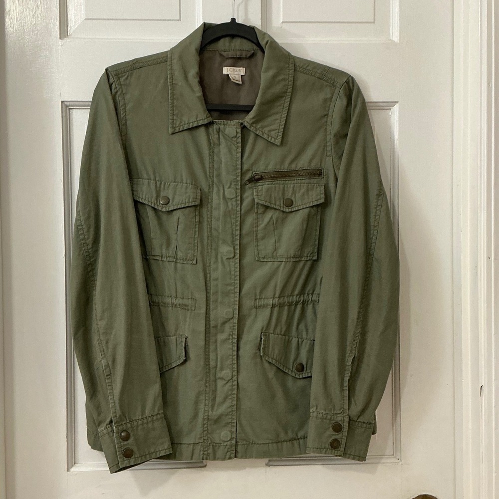 J.Crew Field Jacket S Olive Green Cotton Military Safari Utility Coat Gorpcore